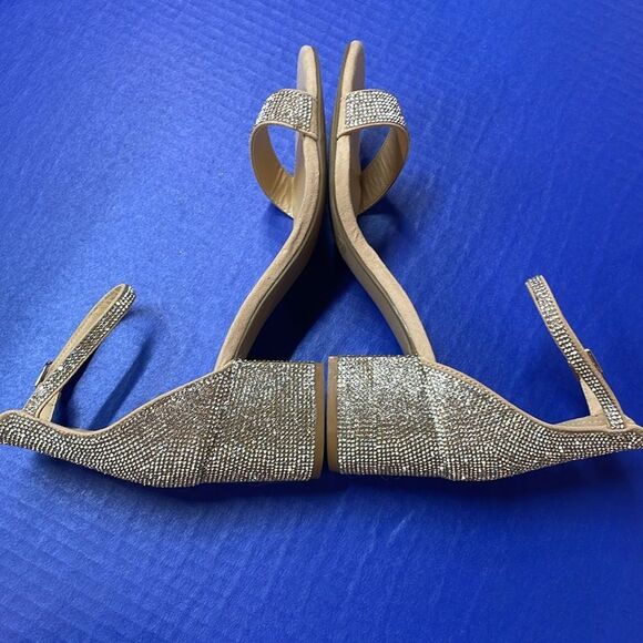 Lulus Harper Rhinestone Block Heel Ankle Strap Sandals Heels Women’s Sz 8.5 - Picture 6 of 9